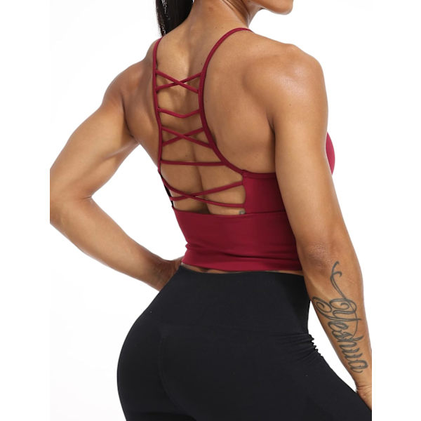 Kvinners langline sports-BH sømløs yoga crop topp medium-low support trenings-BH