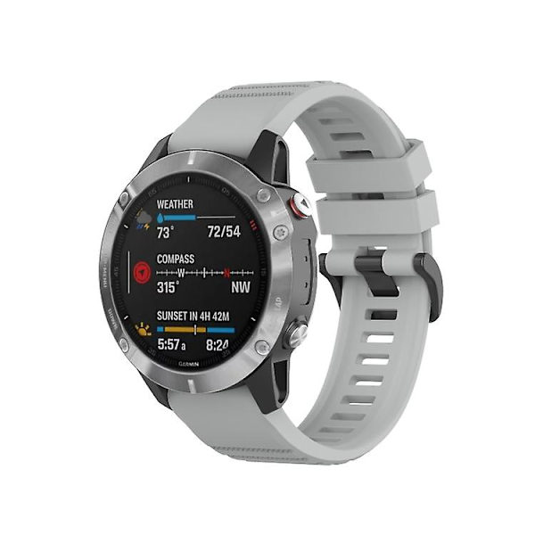 Til Garmin Fenix 7x 26mm Solid Color Silikone Quick Release Urrem NKQ Gray