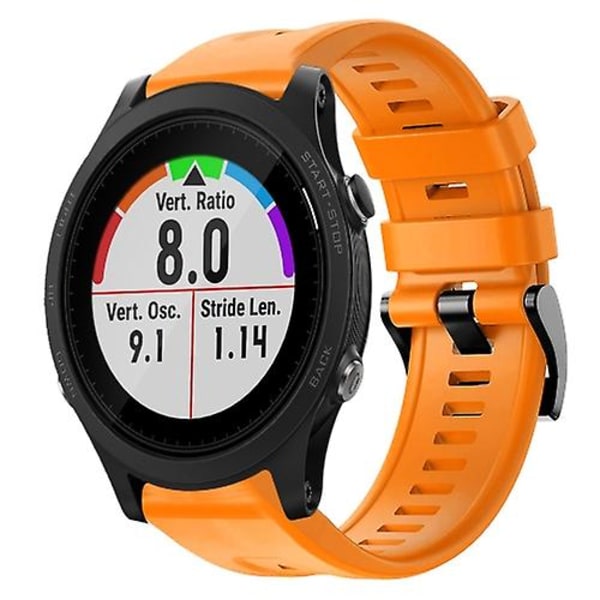 Til Garmin Forerunner 935 metalspænde ensfarvet silikone urbånd TPV Orange