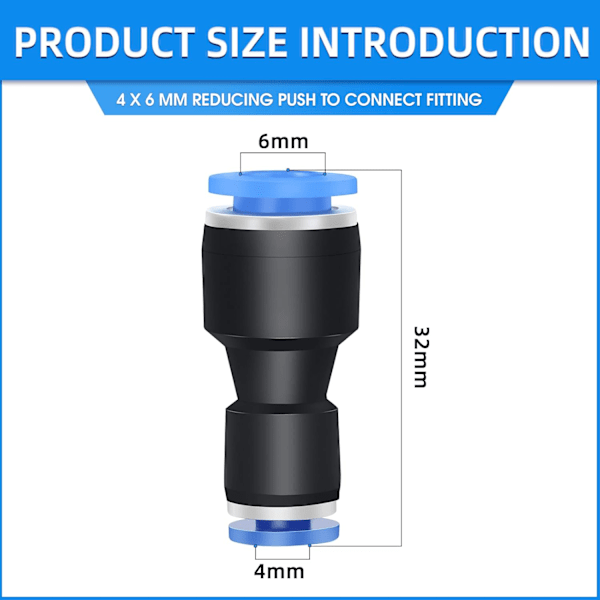 Rak Reducer - 10 st Pneumatisk Union Slangrör Reducer Koppling
