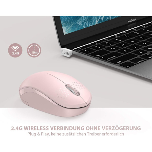 Silent 2.4 trådløs mus med USB-modtager, 1600 dpi