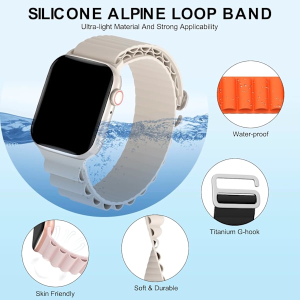 Alpine Loop Silikonrem Kompatibel med Apple Watch Band 49mm 45mm