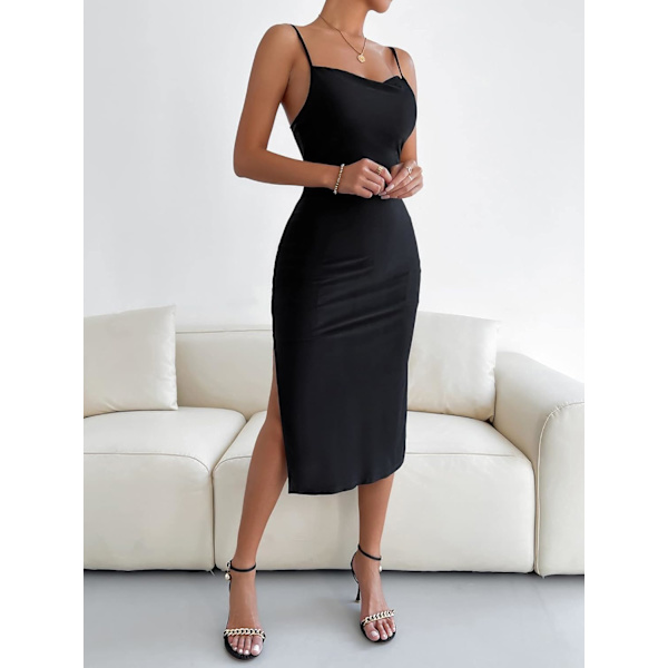 Split Cowl Neck Midi Party Kjole Kvinders Split Cowl Neck Midi Kjole