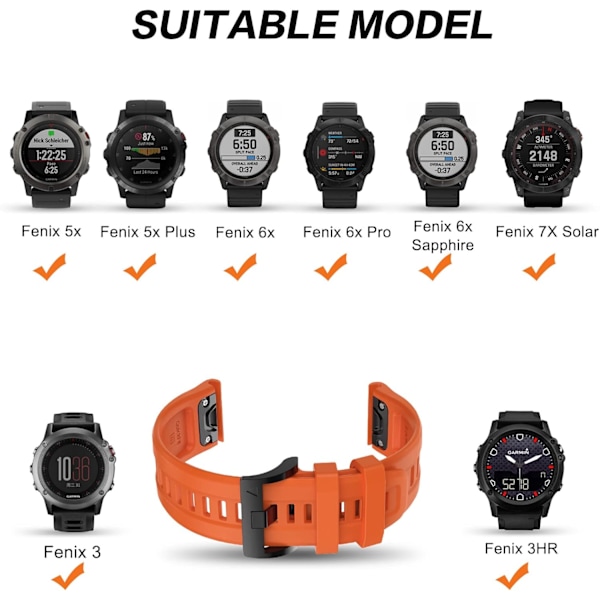 26 mm myk klokke for Fenix ​​7X/6X/5X og mer