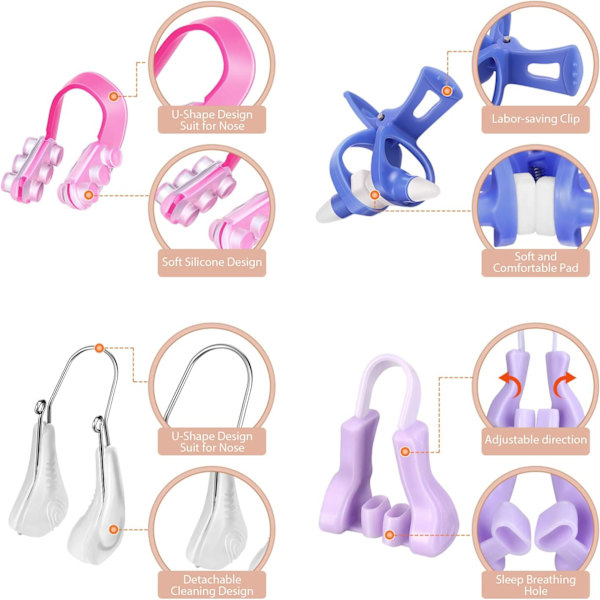 Silikon näsklämma set (4 delar) - Beauty Clip Tools