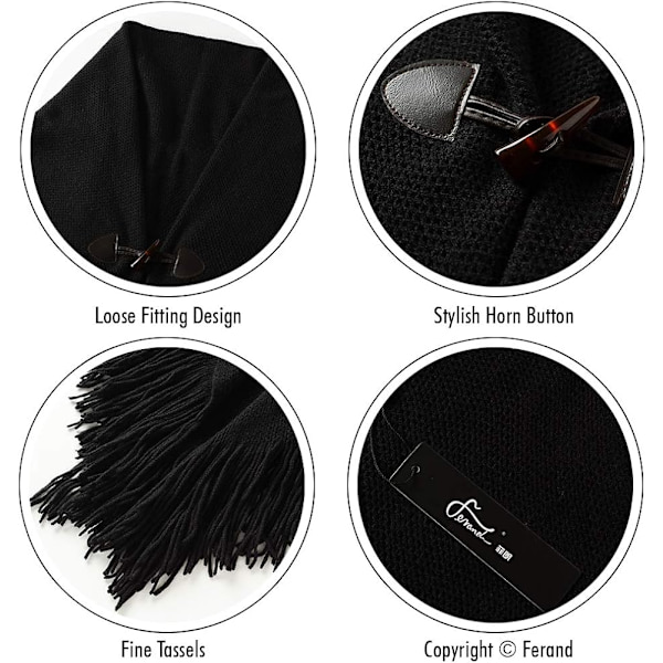 Snygg Hornknapp Rutig Poncho V-ringning, V-fåll