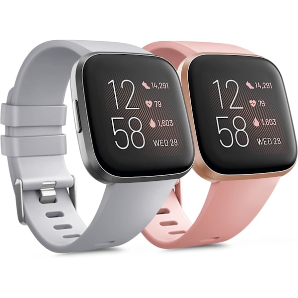 Mjukt silikonarmband för Fitbit Versa 2 (2-pack)