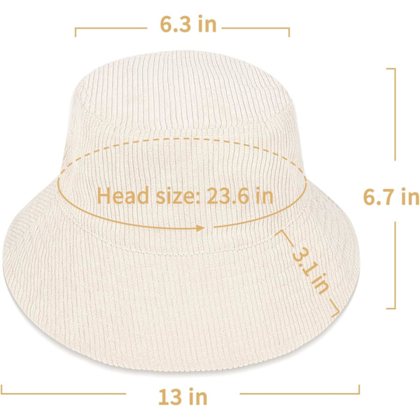 Unisex Corduroy Bucket Hat - Lättviktig Packable Sommar Solhatt för Strand och