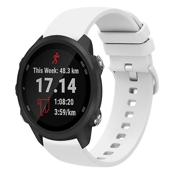 Til Garmin Forerunner 245 Music 20mm Ensfarvet Blød Silikone Urrem IYV White