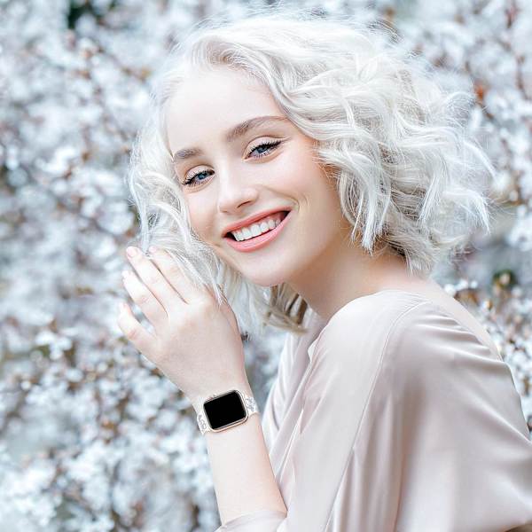 3-pack blommönster med graverade band som är kompatibla med Apple Watch