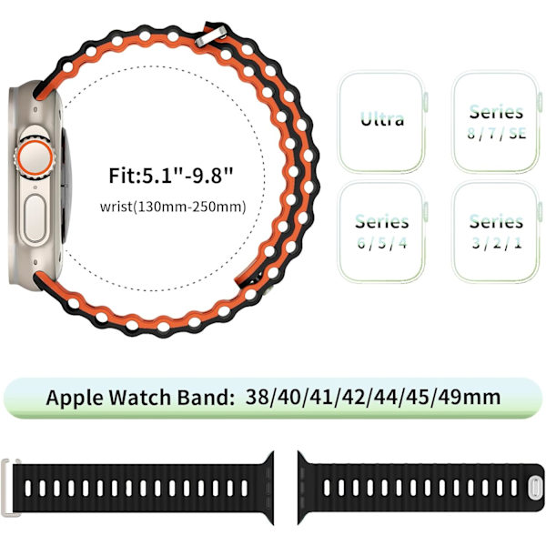 Ocean Band kompatibel med Apple Watch UlBand 49mm 45mm 44mm 42mm