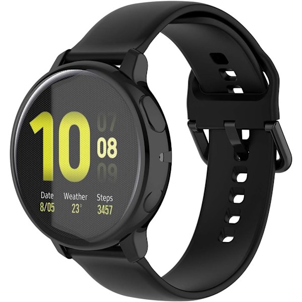 Fulltäckande skal för Galaxy Watch Active 2 44mm (SM-R820), Mjukt anti-dropp skyddsskal för Galaxy Watch Active 2 44mm (SM-R820) (Svart) Svart