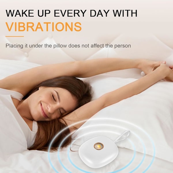Vibrationsväckarklocka under kudden Baery-driven vibrerande sängvibrator med 2 larm Tyst sängvibrator väckarklocka med LED-display 3-nivå vit