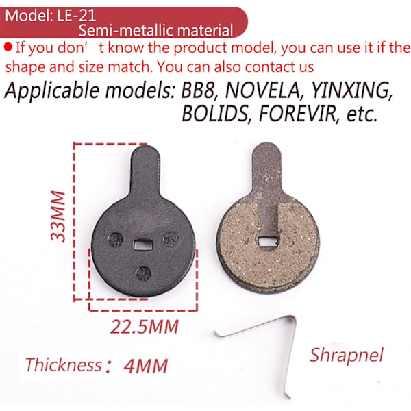 Sykkel elektrisk sparkesykkel skivebremseklosser (ulike modeller) - Erstatningsklosser