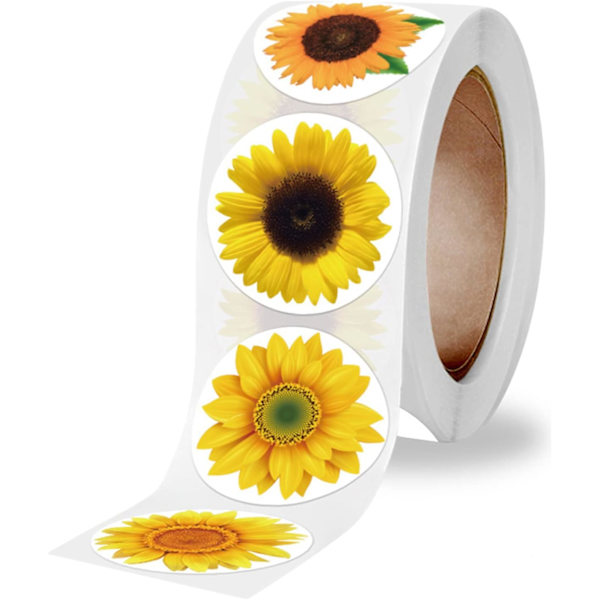 Solrosklistermärke. 500 st 3,8 cm/1,5 tum självhäftande klistermärken