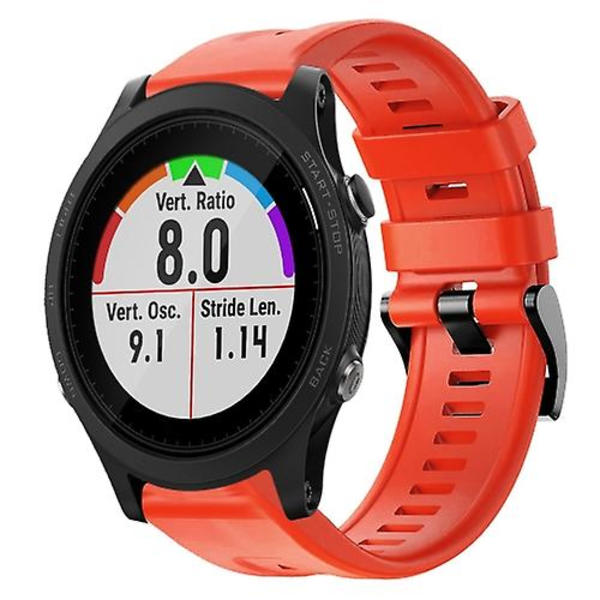 Til Garmin Forerunner 935 metalspænde ensfarvet silikone urbånd TPV Red