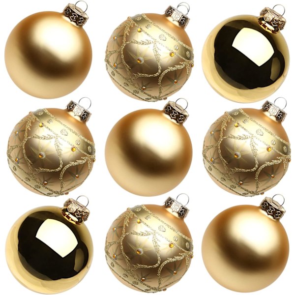 3,15\" Julgranskulor Bollar 9 st Julgransprydnad Set Guld