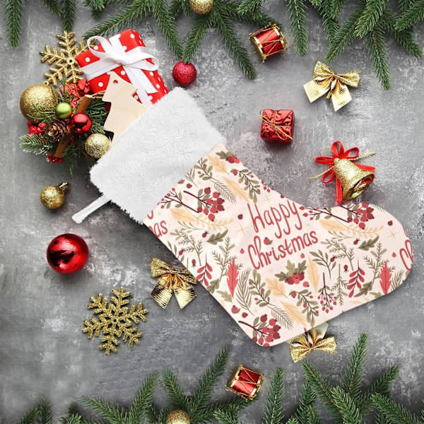 Jule-Strømpe, Personlige Jule-Strømper 2-pak Merry Christmas Floral 45,7 cm Jule-Strømper Hængende Ornament Pejs til Trædekoration