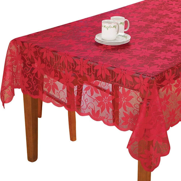 Blommig duk, röd (60\" X 83\" rektangel)