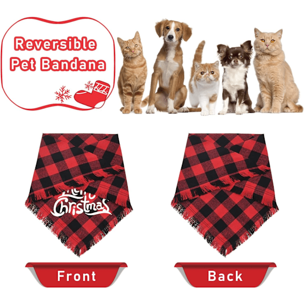 2-pack hundbandana. Jul klassiska buffelplädmönster