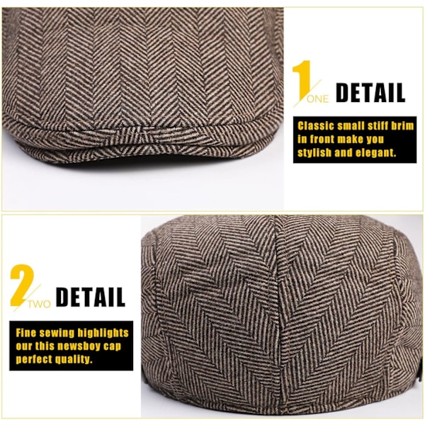 Herre Newsboy Cap Vinter Beret Hat Flat Cap