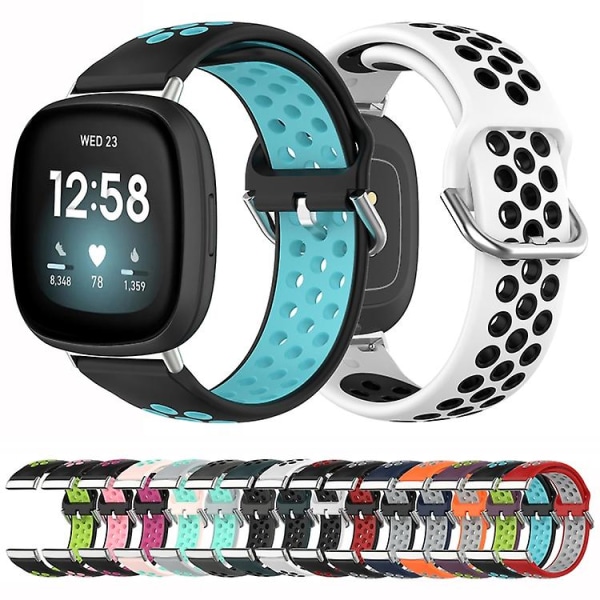 Til Fitbit Versa 4 / Sense 2 Dual Color Silikonurrem RHZ Olive Green Black