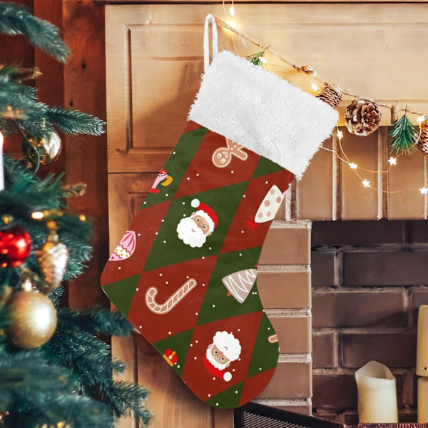 Julklapp, personliga julklappsstrumpor 2-pack Buffelrutig Pepparkaka Jul 45,7 cm Julstrumpor Hängande Ornament Eldstad