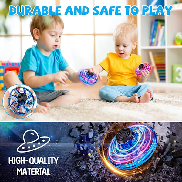 Handstyrd Flygande Spinner - RGB UFO Drönare - Inomhus/Utomhus Leksak för Barn/Vuxna (Blå)