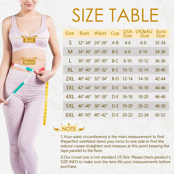 Kvinnors snörda benade överbystkorsett Bustier Bodyshaper topp. Trim korsett