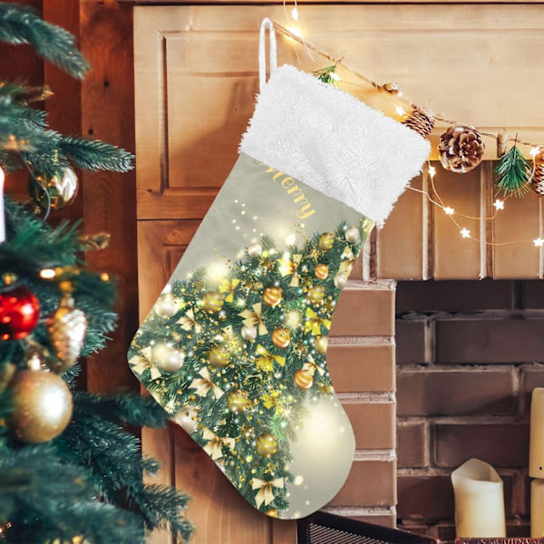 Julklapp, Personliga Julklappsstrumpor 2-pack Julgranar 45,7 cm Julstrumpor Hängande Ornament Eldstad för Träddekoration 1