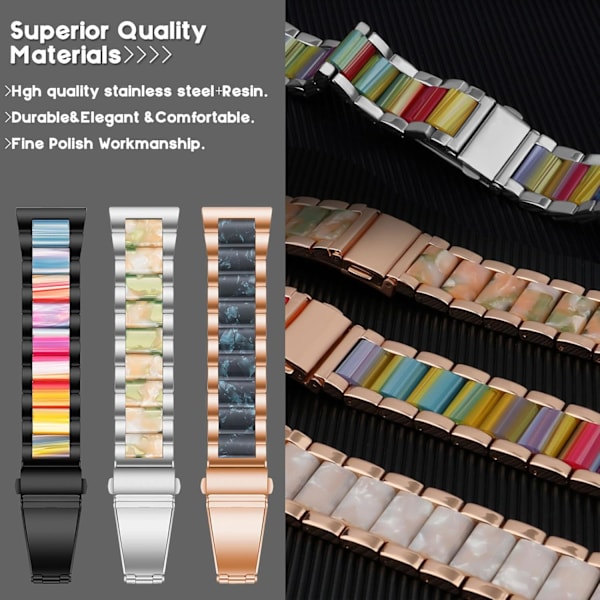 Resin Metal Watchband Kompatibel med   Galaxy Fit3[2024] SM-R390 Smartwatch Tilbehør Rustfrit Stål Beskyttende Ramme Etui Design Udskiftning