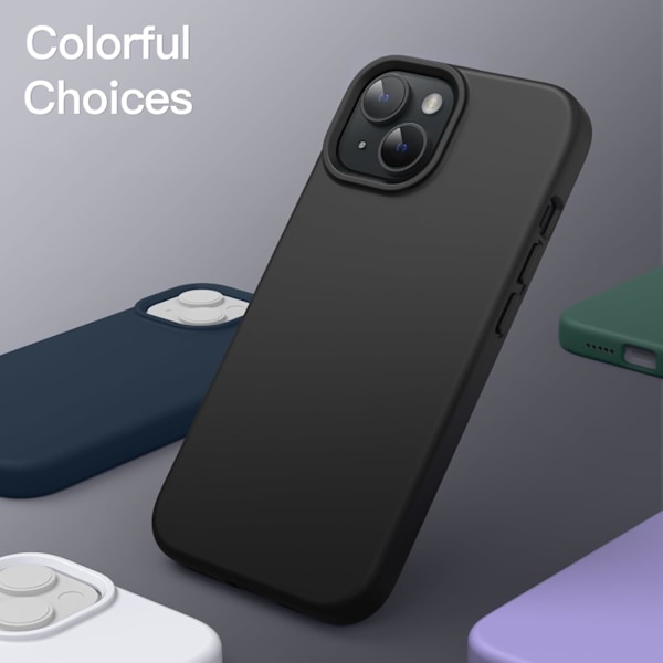 Silikone Etui til iPhone 13 Mini 5.4-Ih, Siy-Soft Touch Fuld Beskyttende Telefon Etui, Stødsikkert Cover med Mikrofiberforing (Sort) Sort