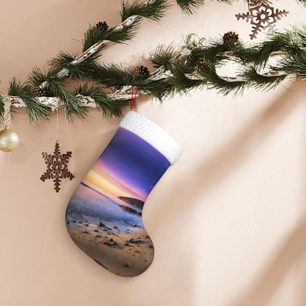 Solen Stranden med Stenar Jul Dekorativa Strumpor => 45 cm Present Hållare för Fest Semester Dekorationer Ornament (1 Pack)