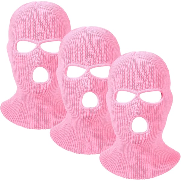 3 Pieces 3 Hole Ski Mask Balaclava Ski Mask Winter Knitted Neck Mask Face Cover