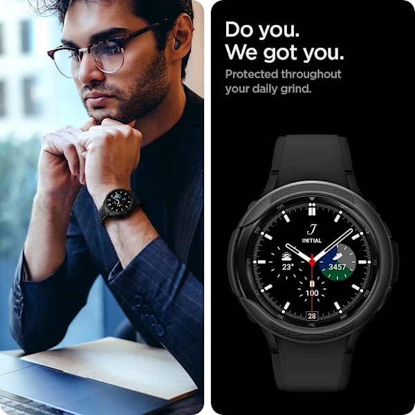 Liquid Air Armor Designad för Galaxy Watch 4 Classic Skal 42mm (2021) - Matt Svart Matt Svart