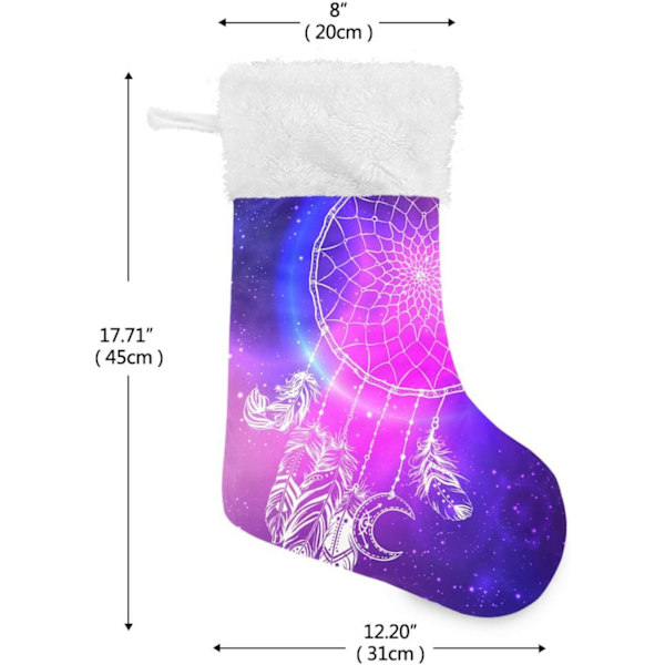 Julklapp, Personliga Julklappsstrumpor 2-pack Indisk Drömfångare Fjädrar Boho Måne 18 tum Julstrumpor Hängande Ornament Kamin