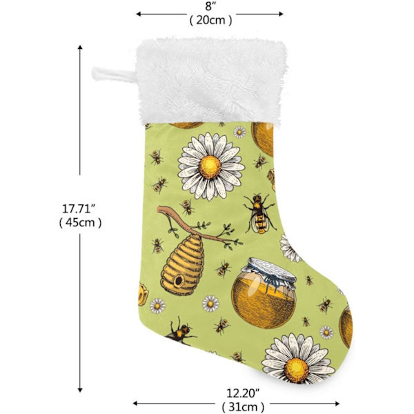 Julklapp, Personliga Julklappsstrumpor 2-pack Bi & Honung Prästkrage 45,7 cm Julstrumpor Hängande Ornament Eldstad för Träd