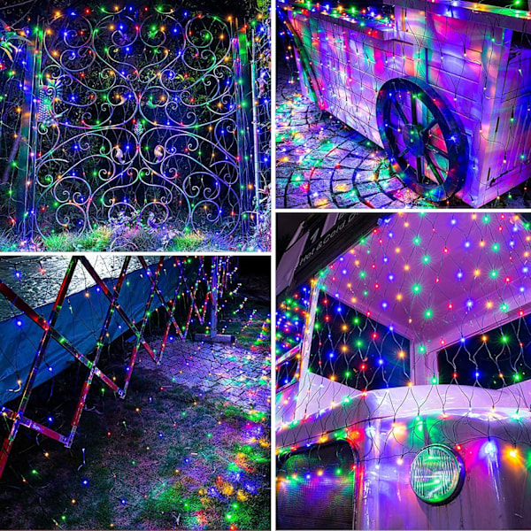 12ft x 5ft 360 LED Julelys Net, 8 Tilstande Busk Netlys Sammenkædelig, Timer, Vandtæt til Juletræer, Buske, Have, Udendørs