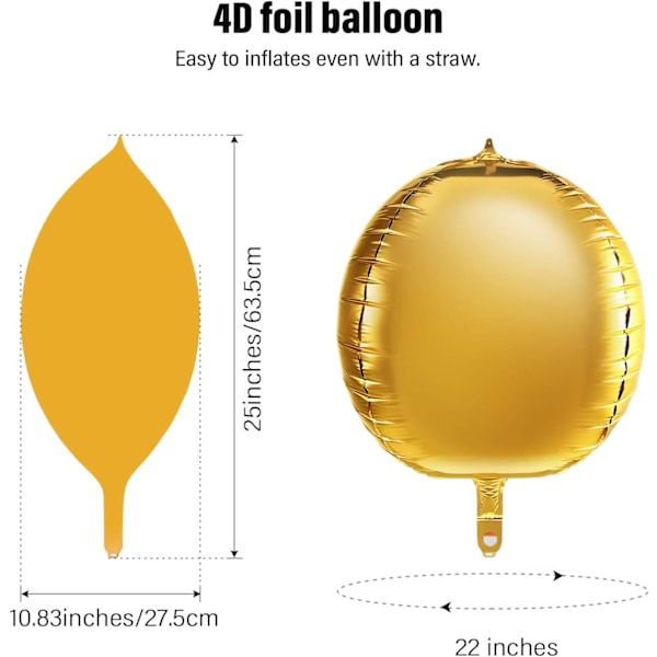 22 tommer 4D-balloner Store sfæriske folieballoner