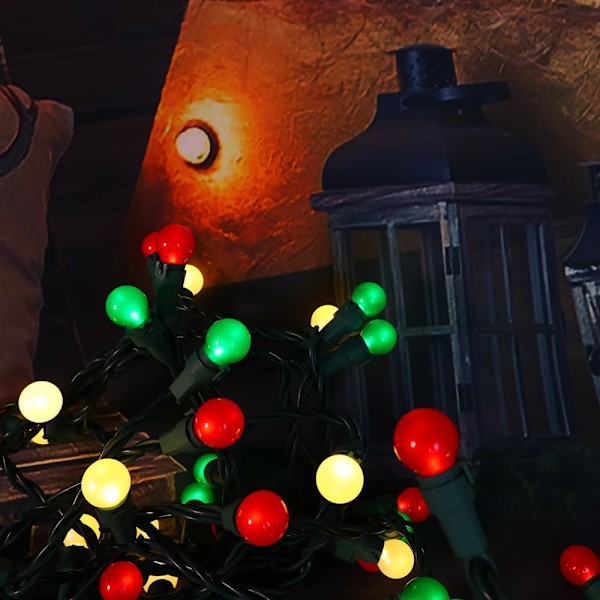 Röda vita gröna julgransljus inomhus 70 LED utomhus ljusslinga med pärlemor glas 120V ETL certifierad för Halloween dekor semesterfest