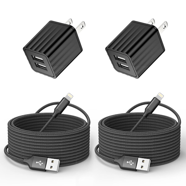 iPhone-oplader 10 fod. Hurtig iPhone-oplader Dual 2-port USB