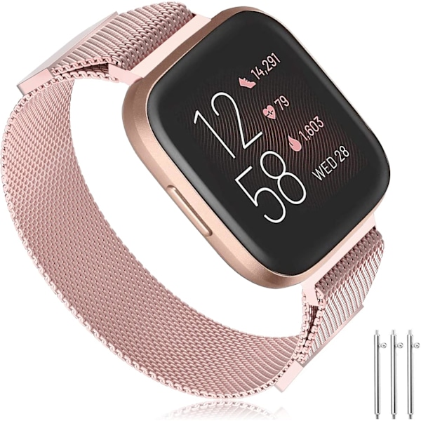 Mesh rustfritt stålrem for Fitbit Versa - 22mm dobbel magnetisk