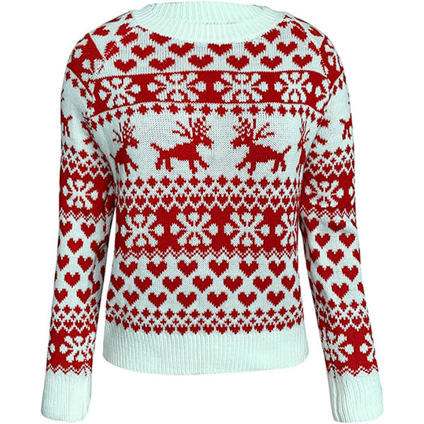 Kvindernes jule snefnug rensdyr strikket sweater hjerte dyr