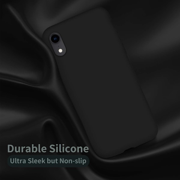 Designat för iPhone XR Skal, Silikon Ultra Slim Stötsäkert Telefonskal med [Mjukt Anti-Rep Mikrofiberfoder], 6.1 tum, Svart Svart