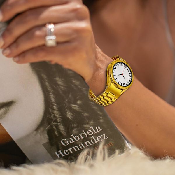 20mm rostfritt stål utan gap band [One Click Attachment] för Galaxy Watch 6 5 4 Active 2 40mm 44mm, Watch 6 Classic 47mm 43mm, Watch 5 Pro 45mm