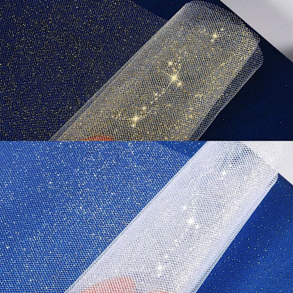2 rullar 50 Yards 6” bred glittrande tyllrulle - Glittrigt tylltygsband