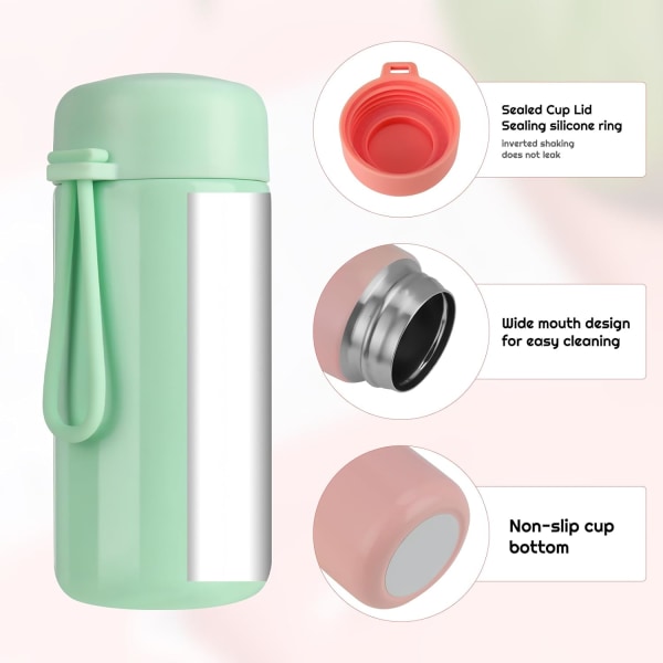 2-pack liten termos, 150 ml isolerad vattenflaska för varma och kalla drycker, rostfritt stål minitermos vakuumtermosmugg för skola, resor, arbete,