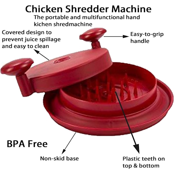 Kycklingstrimlingsmaskin ShredMachine för köttstrimmling (Stor, Röd)