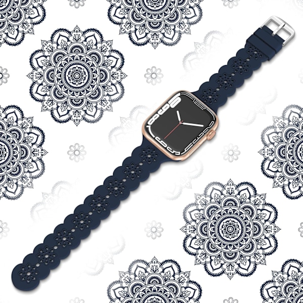 Blomstermønstret silikonearmbånd kompatibelt med Apple Watch -rem 38 mm