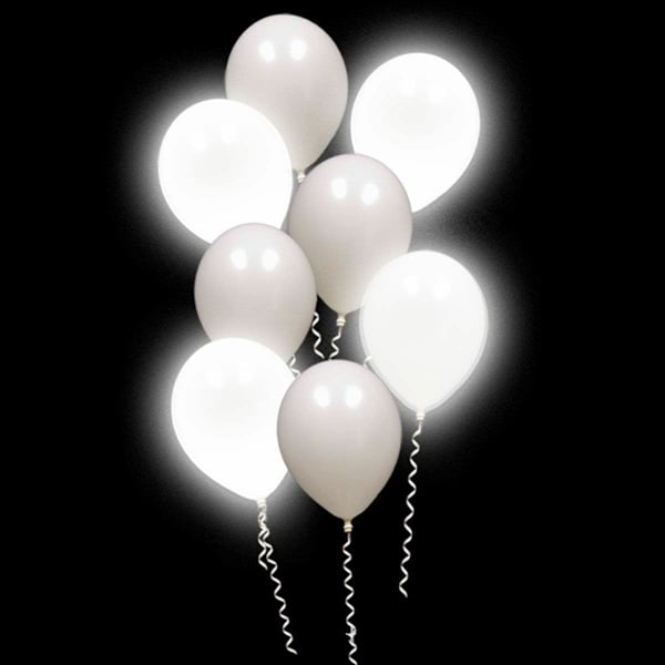 50 Pack LED Light Up Balloons, Glow in the dark For Parties, Birthdays Wedding Decorations And Halloween Christmas Festival (white) White 1 White 1